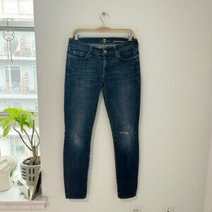 7 For All Mankind Gwenevere Blue Distressed Jeans Size 30
